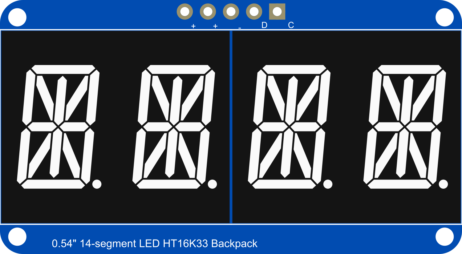 Image of Adafruit 14-segment LED Alphanumeric Backpack White