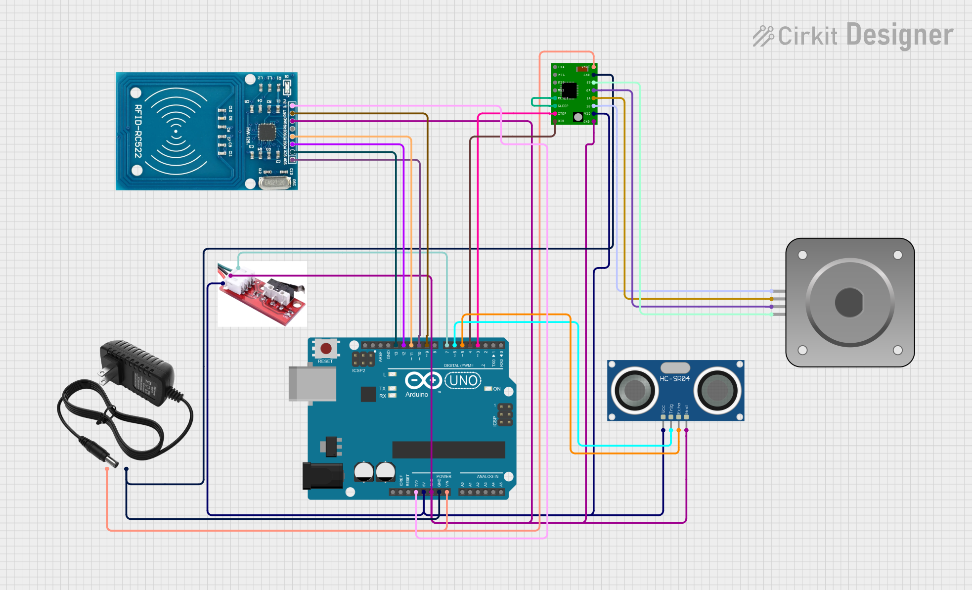 Image of Arduino UNO-Based Smart Stepper Motor System with RFID and Ultrasonic Sensing