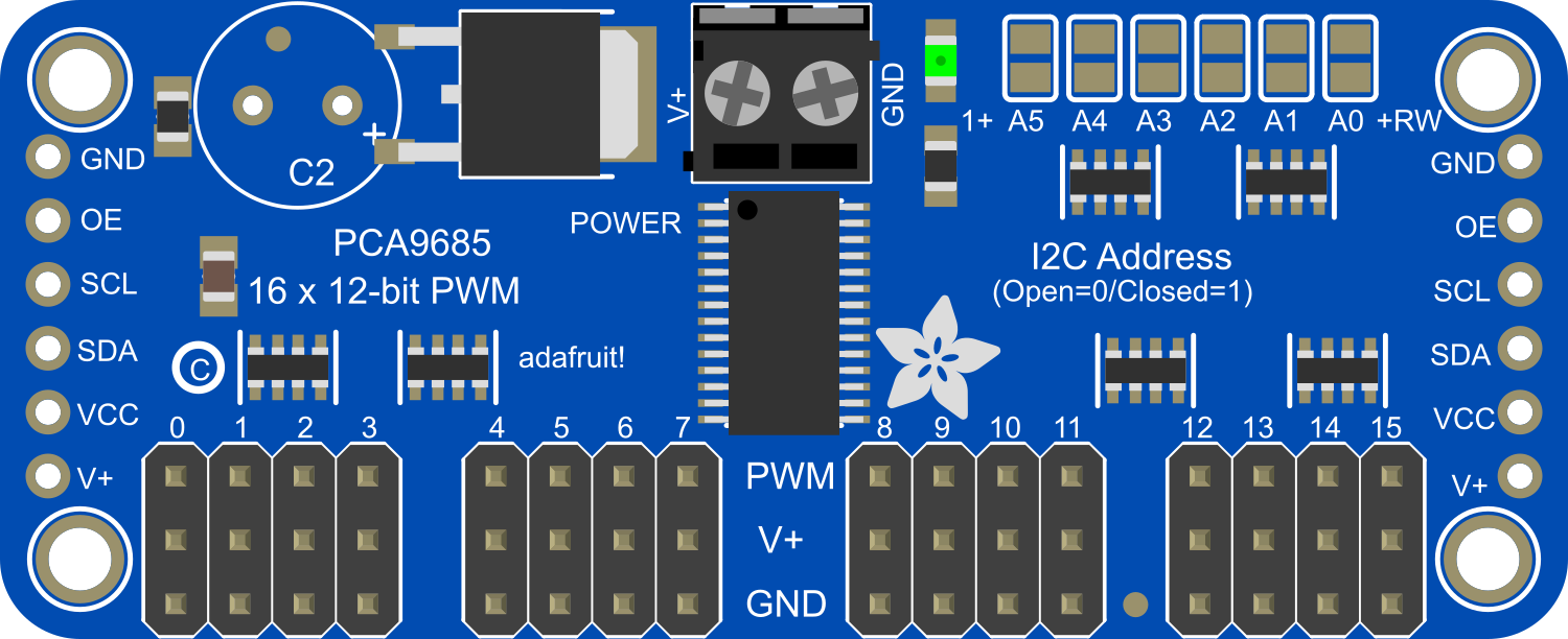 Image of Adafruit PCA9685 PWM Servo Breakout