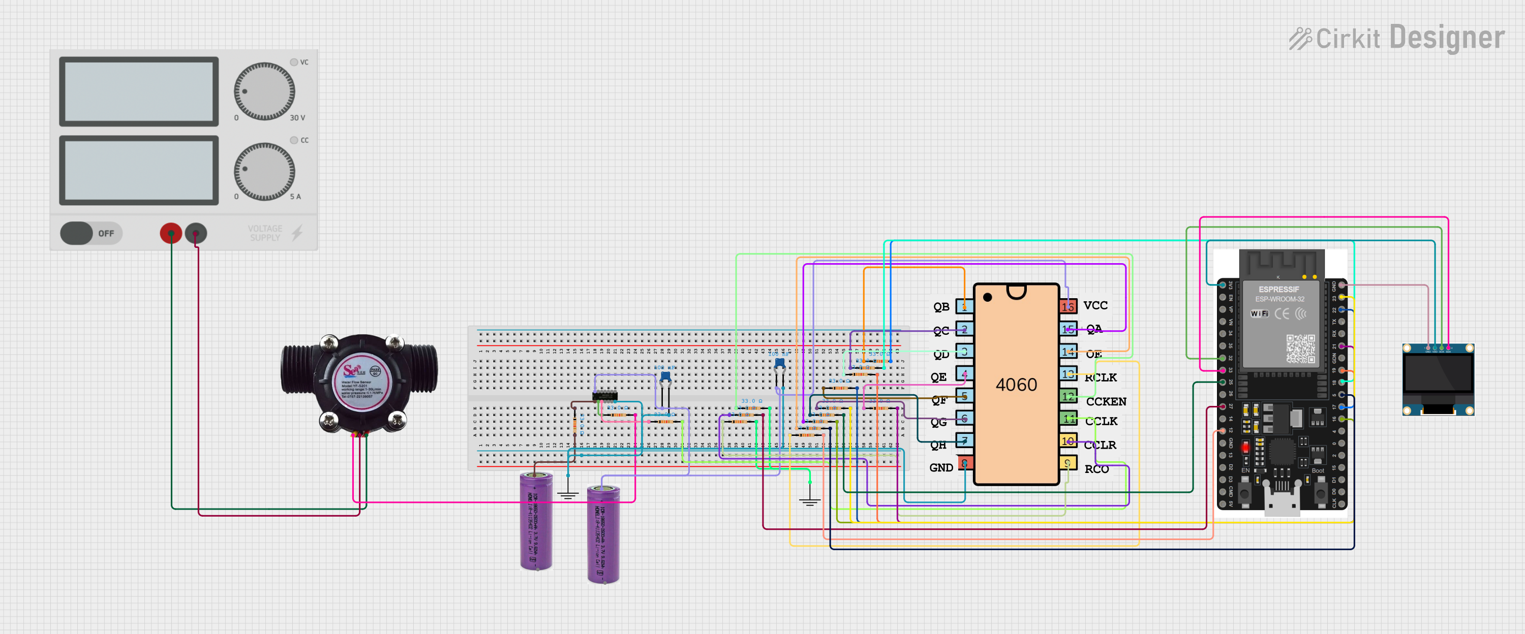 Image of ESP32-Based Water Flow Monitoring System with OLED Display