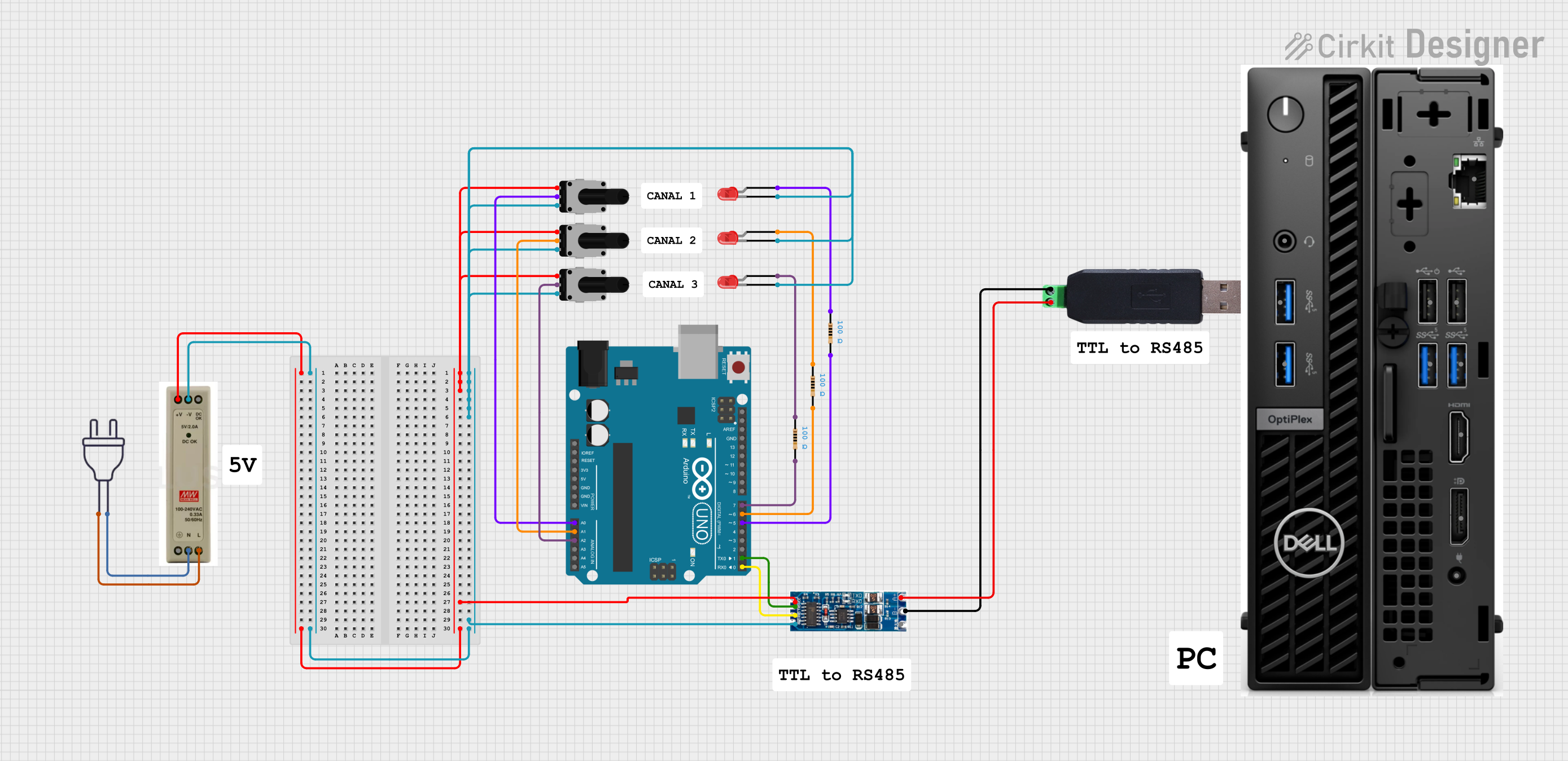 Image of CircuitoSimulacion: A project utilizing RS485 to TTL Converter  in a practical application