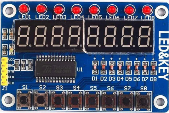 Image of TM1638 8-Digit LED Display Module with 8 Buttons