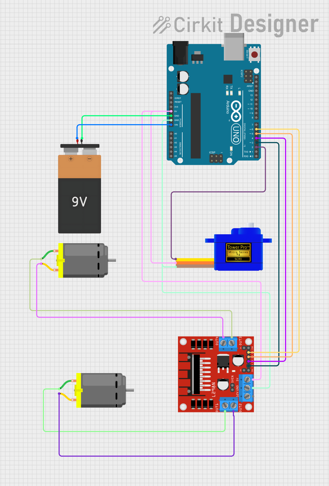 Image of papers pushing circuit: A project utilizing SmartElex L298N Motor Driver with Onboard Arduino Uno in a practical application