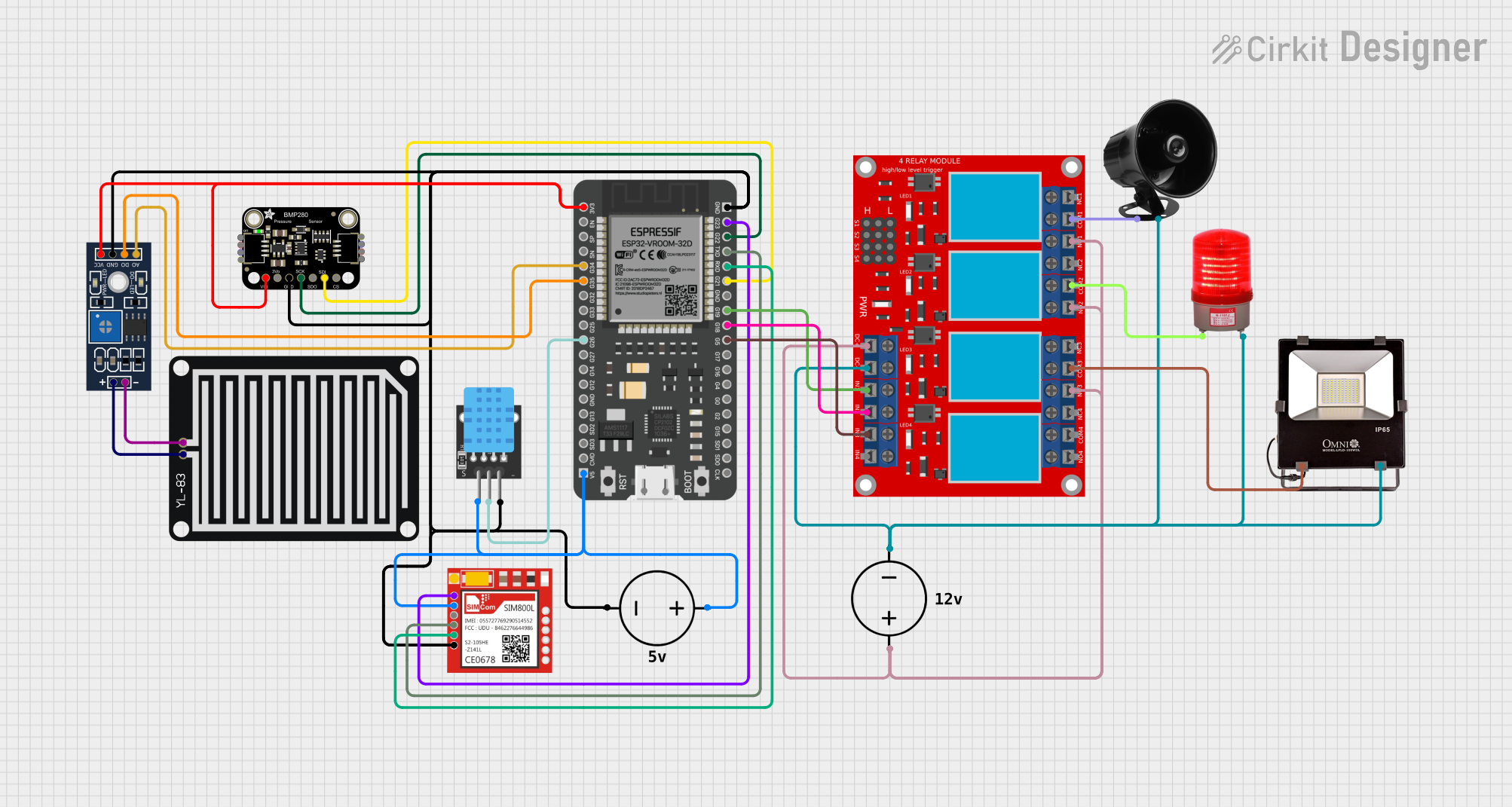 Image of ESP32-Based Weather Monitoring and Alert System with GSM Connectivity