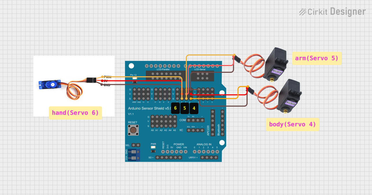 Image of robotarm_sensorshield: A project utilizing Servomotor SG90 in a practical application