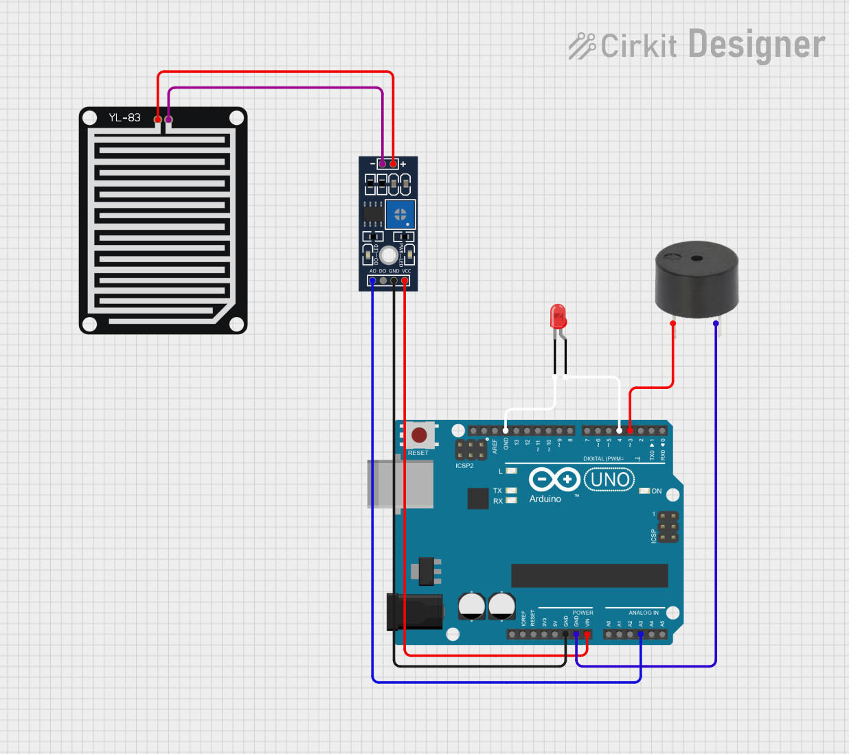 Image of Rain sensor: A project utilizing YL-83 Rain Sensor in a practical application