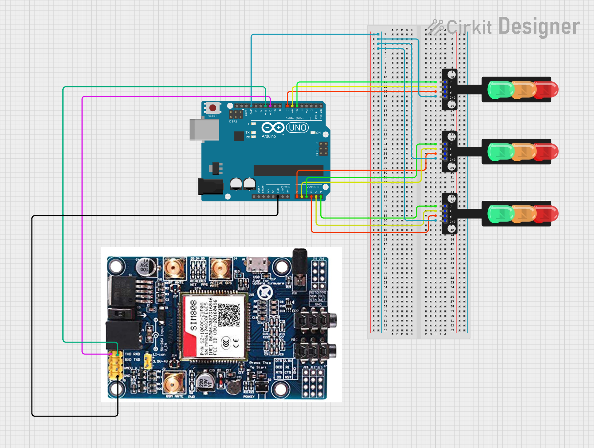 Image of Minor Project Circuit Diagram: A project utilizing Traffic Light Module in a practical application