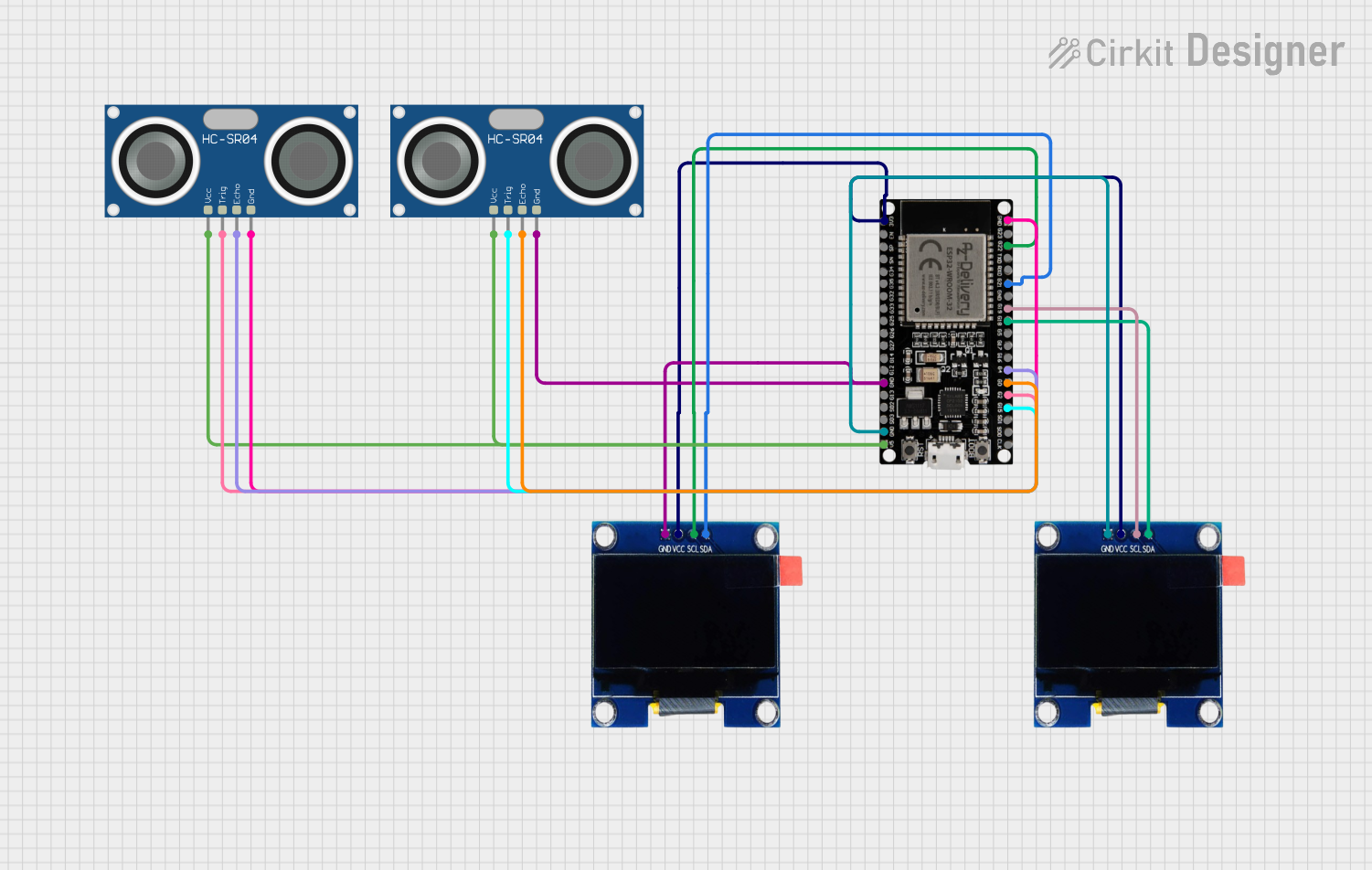 ESP32Based Ultrasonic Distance Measurement with Dual OLED Display