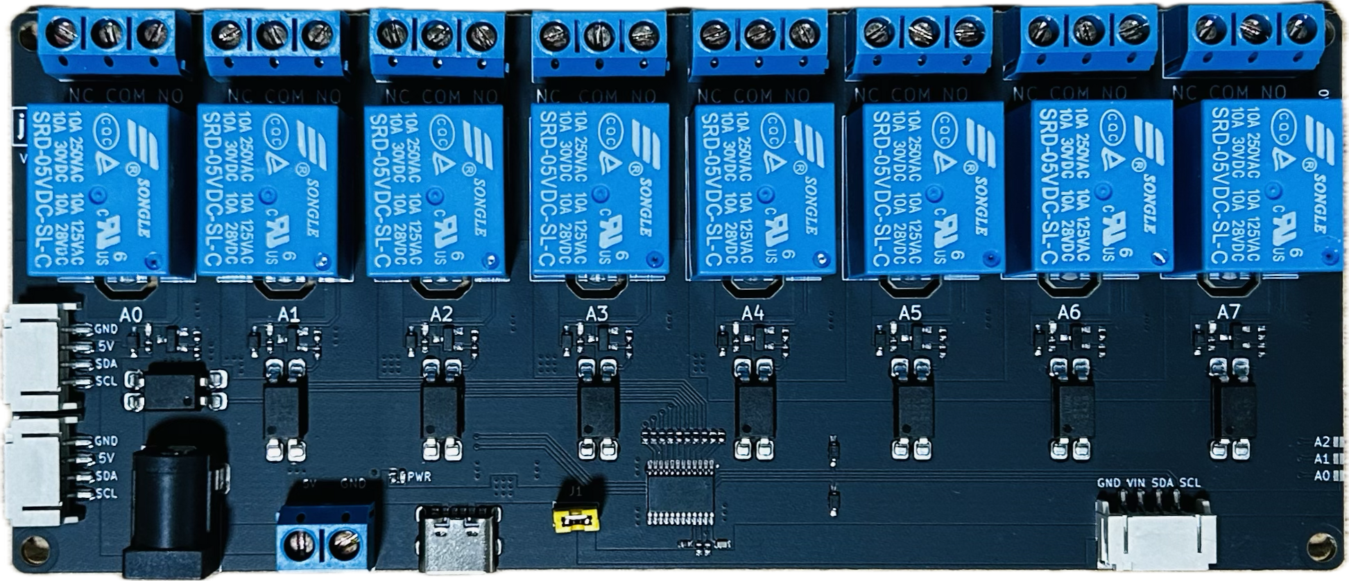 Image of 8 Way Channel Expansion Relay Module 5V Power Supply Optocoupler Isolation Board IIC I2C Communication