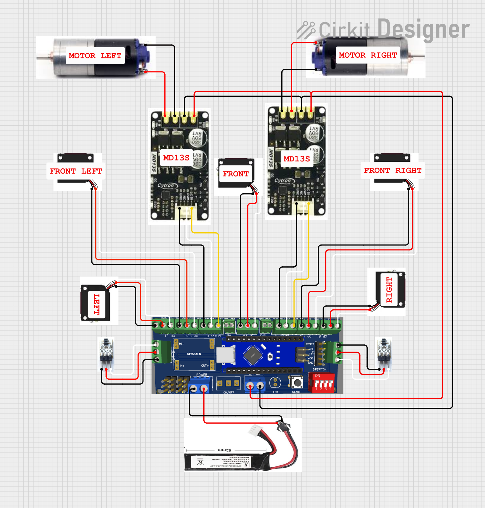 Image of MASSIVE SUMO AUTO BOARD: A project utilizing MKE-S10 CNY70 Line Follower Sensor in a practical application