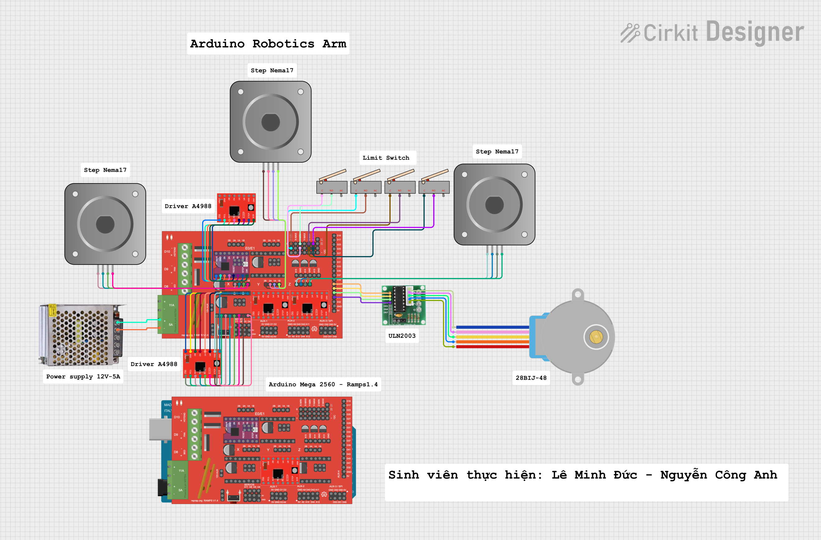 Image of Arduino Mega 2560 and RAMPS 1.4 Based Stepper Motor Control System with Limit Switches