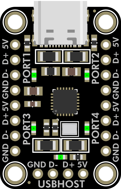 Image of Adafruit CH334F Mini 4-Port USB Hub Breakout