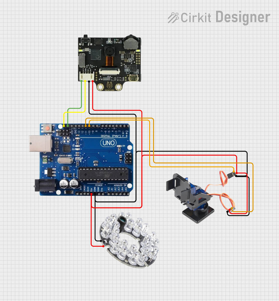 Image of Arduino Uno R3 Controlled Pan-Tilt Security Camera with Night Vision
