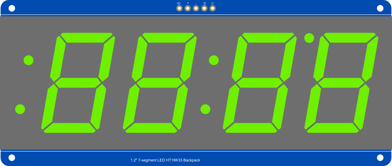 Image of Adafruit Seven-Segment LED Backpack 1.2 Inch Digits Green