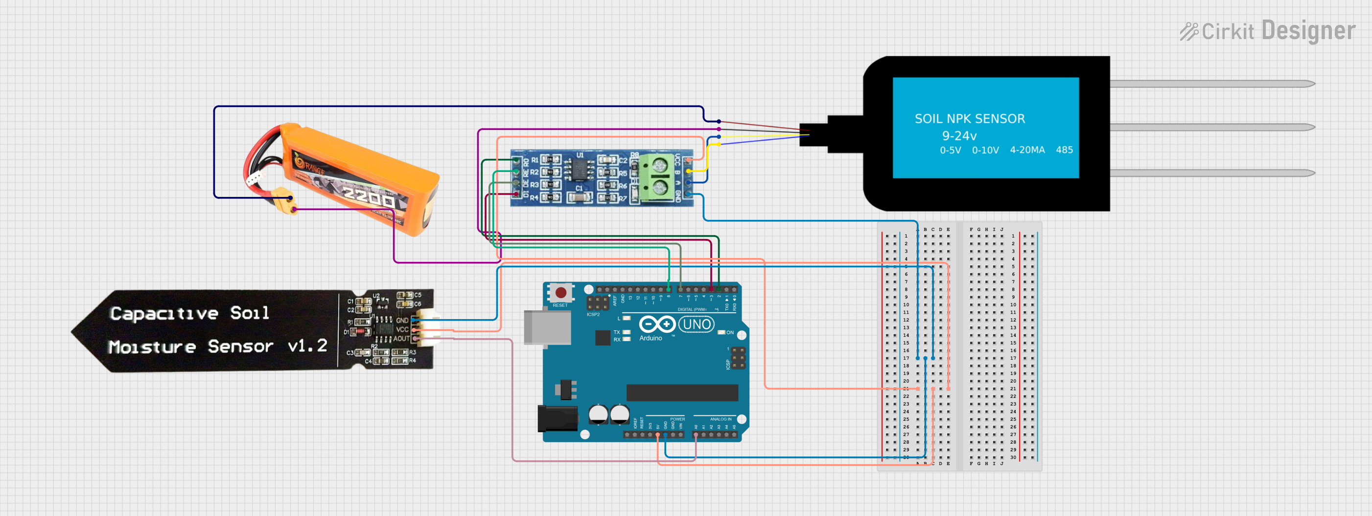 Image of SOIL NUTRIENTS, NPK: A project utilizing NPK Soil Sensor in a practical application