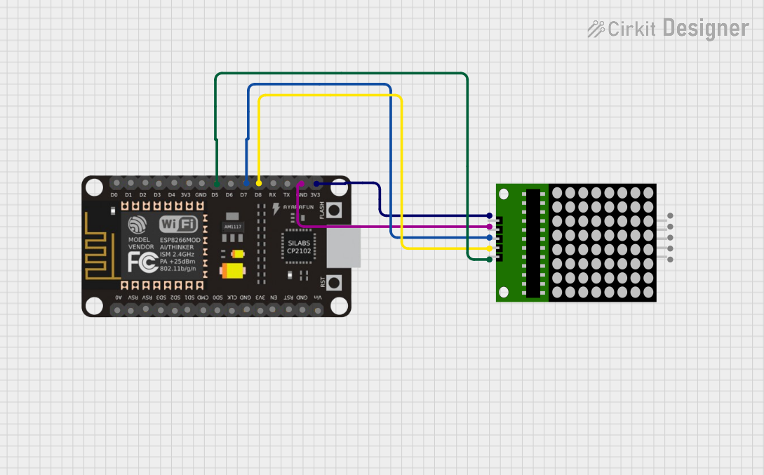 Image of Nodemcu: A project utilizing Adafruit NeoPixel NeoMatrix 8x8 in a practical application