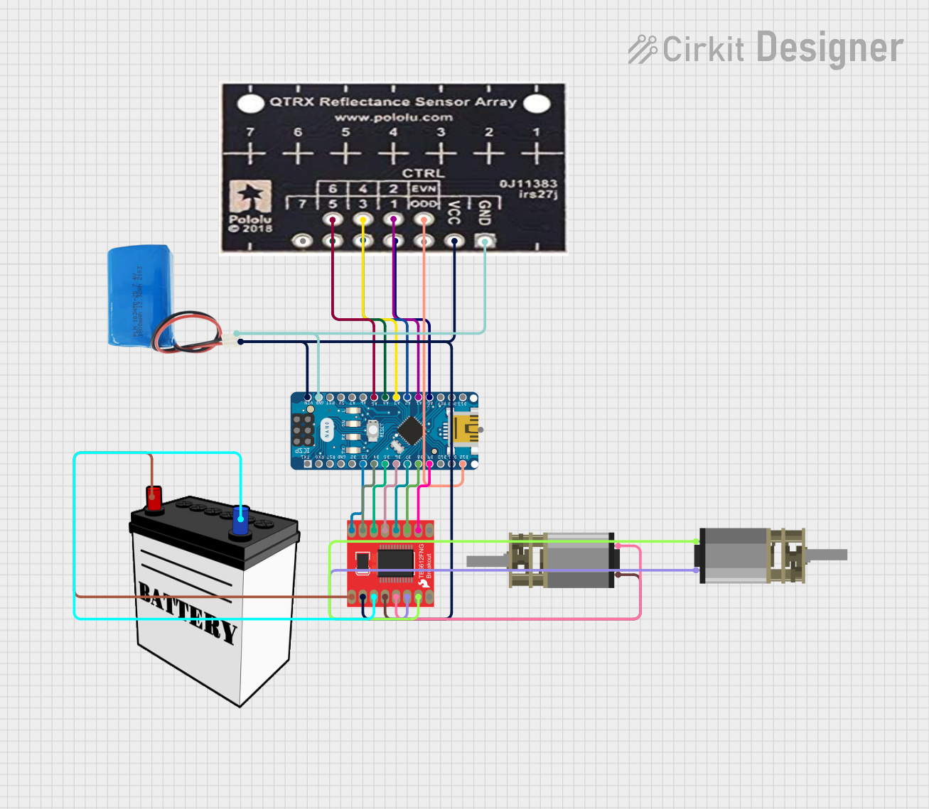 Image of Line following bot: A project utilizing SparkFun IR Array Breakout - 110 Degree FOV, MLX90640 (Qwiic) in a practical application