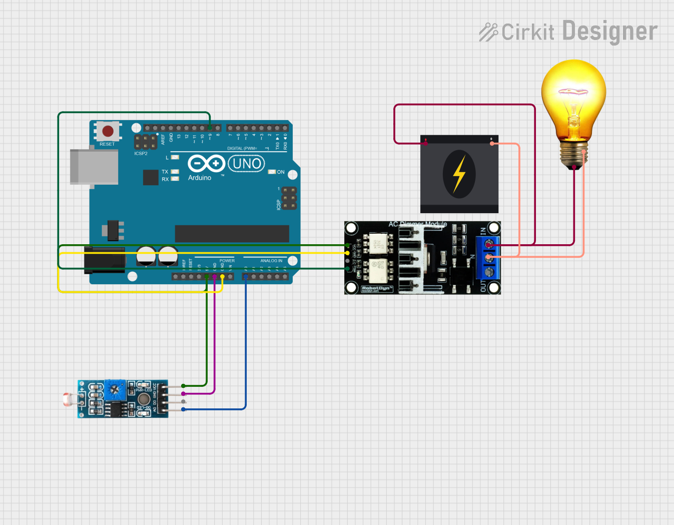 Image of Brightness control system : A project utilizing AC Dimmer Lamp Module in a practical application