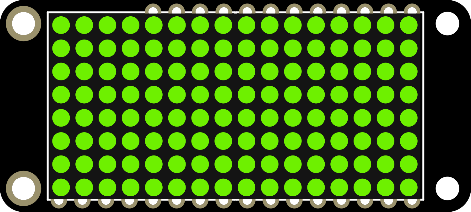 Image of Adafruit 8x16 LED Matrix FeatherWing - Yellow-Green