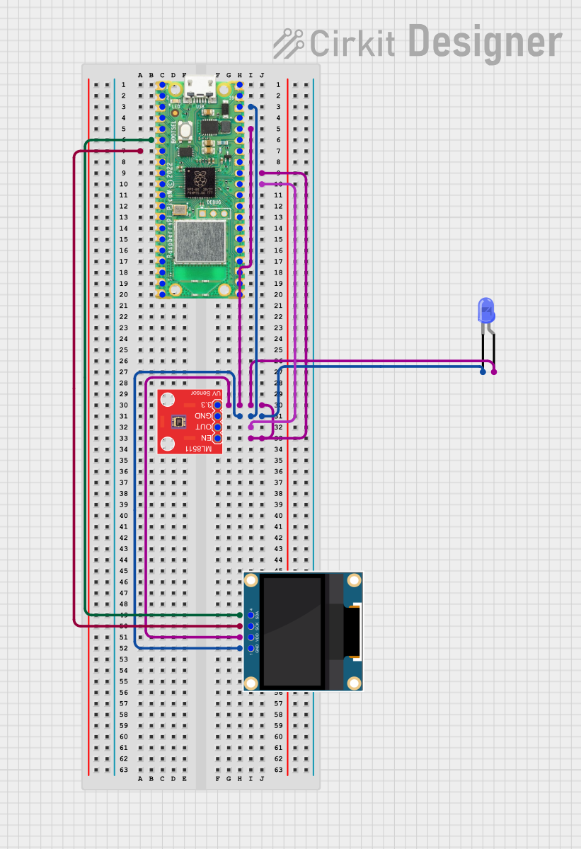 Image of UV_DETECTOR_BREADBOARD: A project utilizing Adafruit SI1145 Digital UV Index + IR + Visible Light Sensor in a practical application