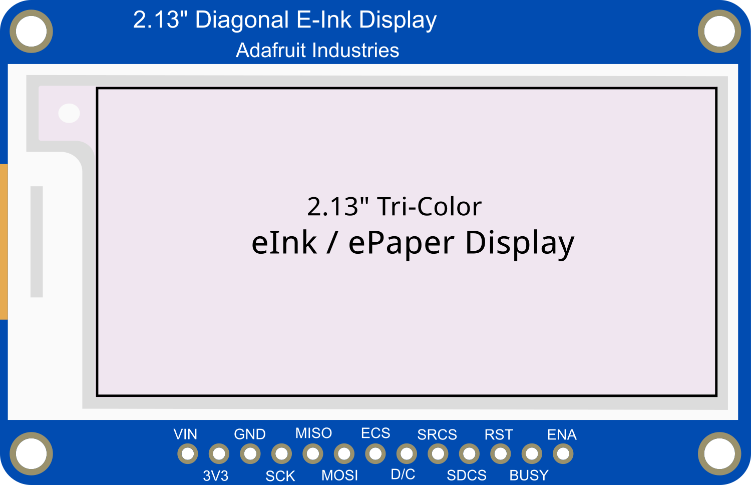 Image of Adafruit 2.13in Tri-Color eInk Display