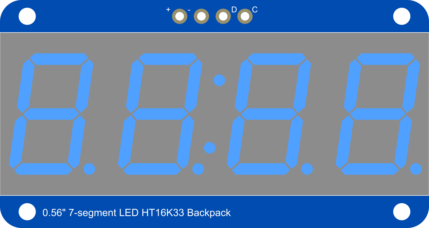 Image of Adafruit 0.56 inch 7-segment LED Backpack Blue