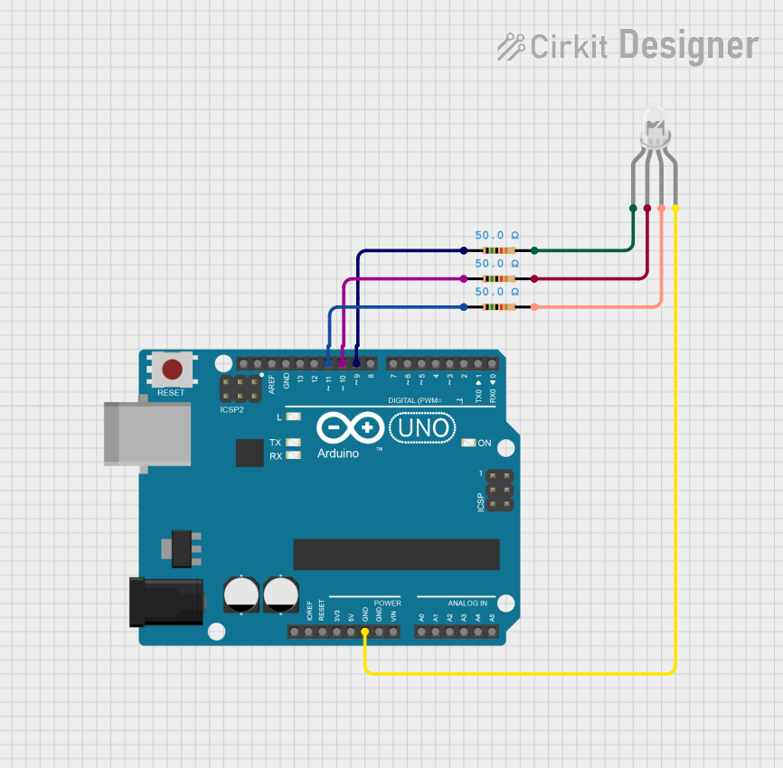 Image of RGB LED Demo Circuit: A project utilizing RGB Light (Common Cathode) in a practical application