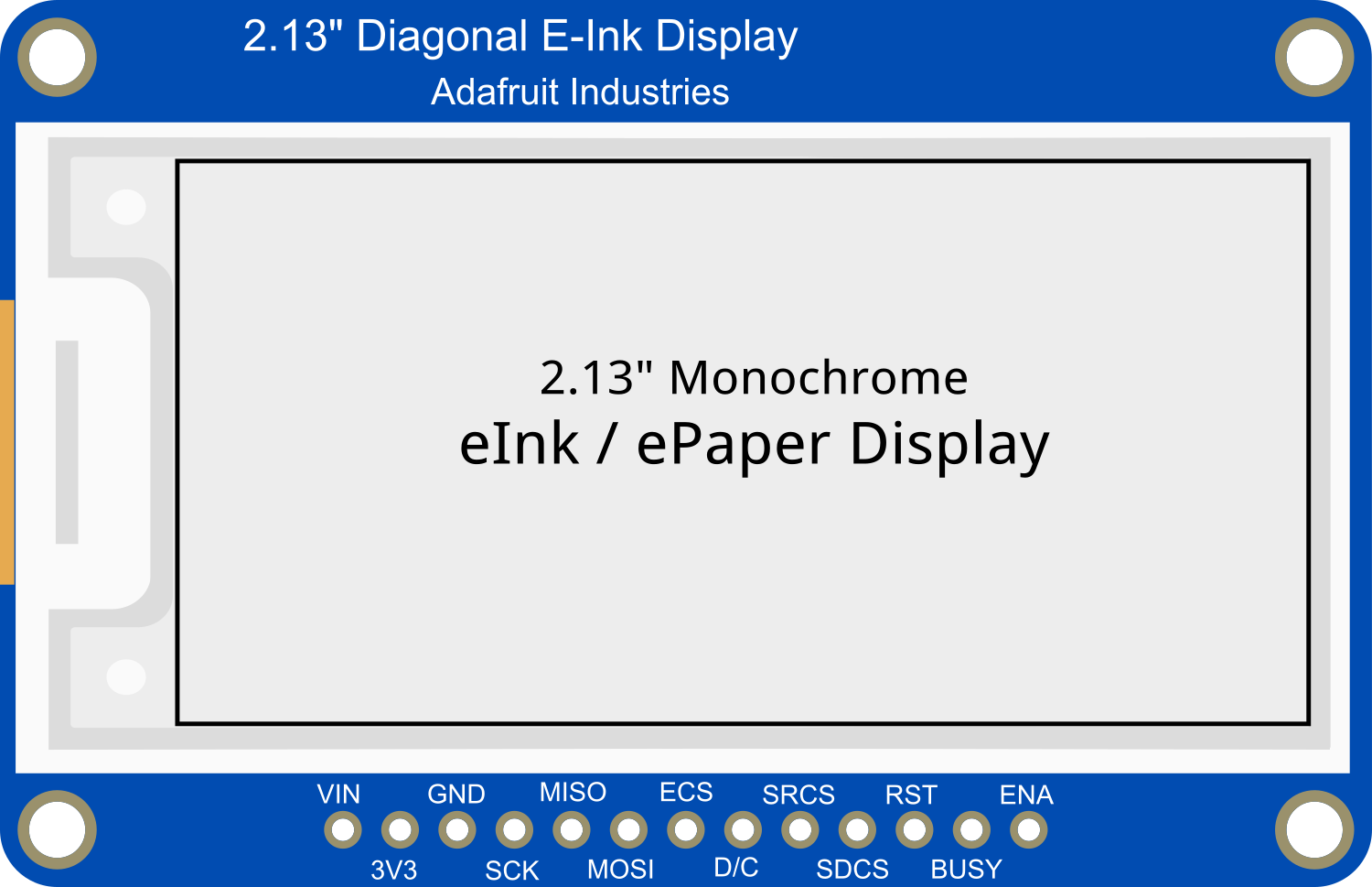 Image of Adafruit 2.13in Monochrome eInk Display