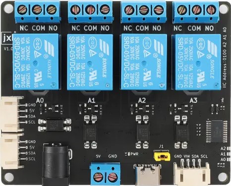 Image of 4 Way Channel Expansion Relay Module 5V Power Supply Optocoupler Isolation Board IIC I2C Communication