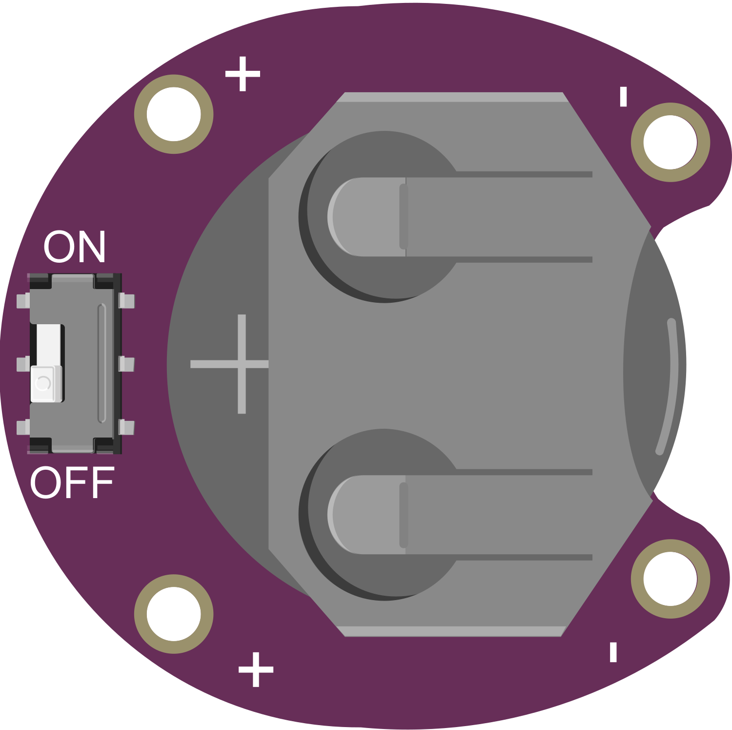 Image of LilyPad Coin Cell Battery Holder - Switched - 20mm