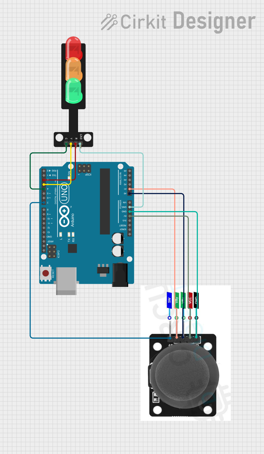 Image of joystick with traffic light: A project utilizing Traffic Light module in a practical application