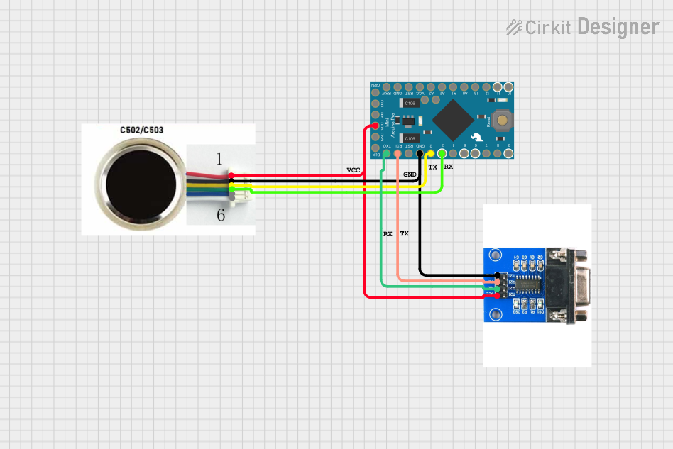 Image of R503 with arduino pro mini: A project utilizing MAX 3232 MODULE in a practical application