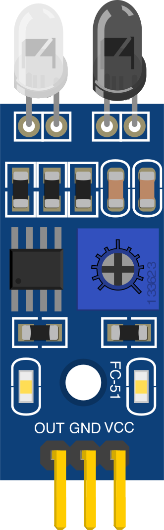 Image of FC-51 IR Obstacle Sensor (Detection Indicator On)