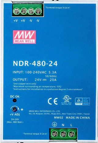 Image of NDR-480-24 24v DIN Power Supply