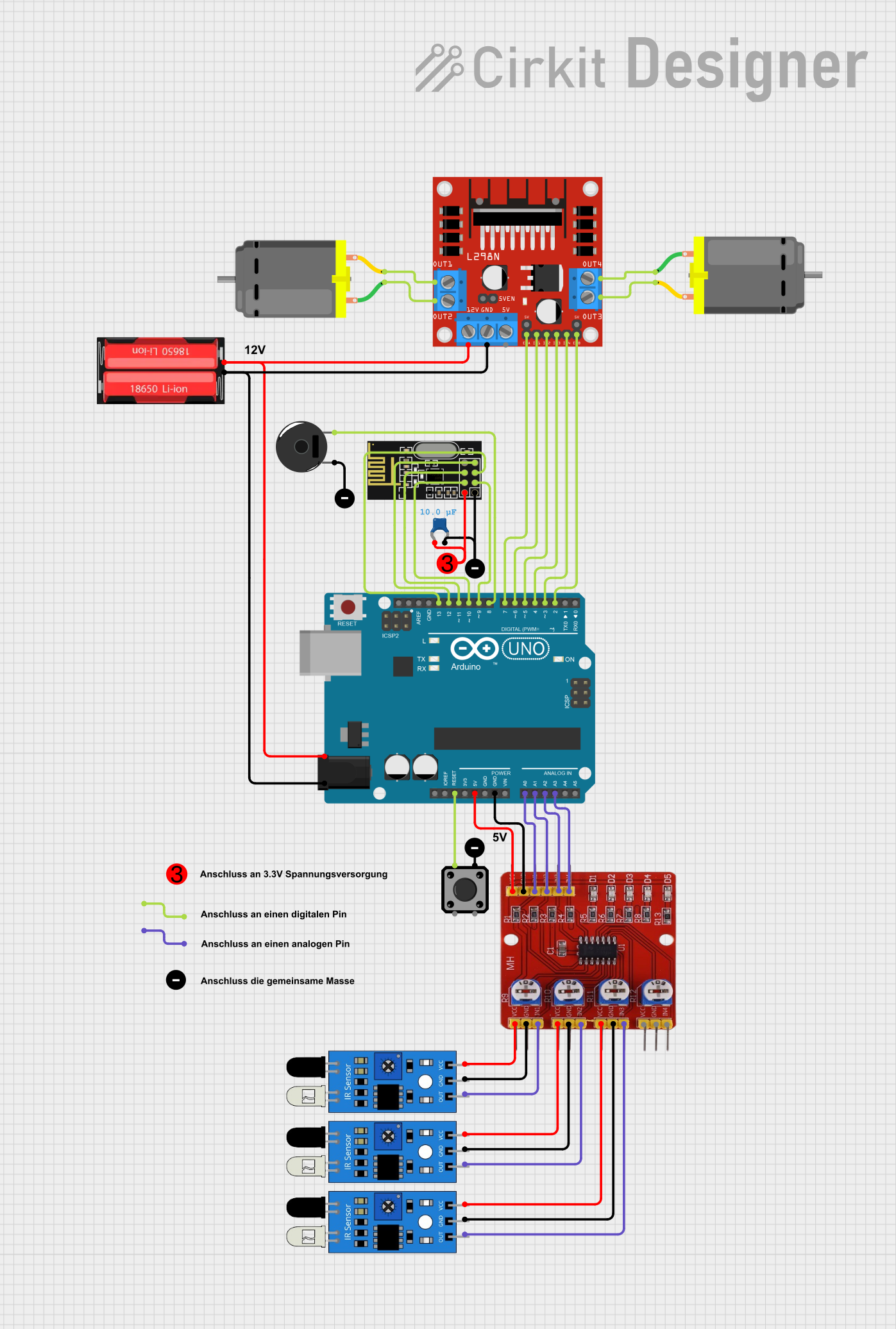 Image of RH_WallE_Reciever: A project utilizing 4 Channel Infrared Tracing Module in a practical application