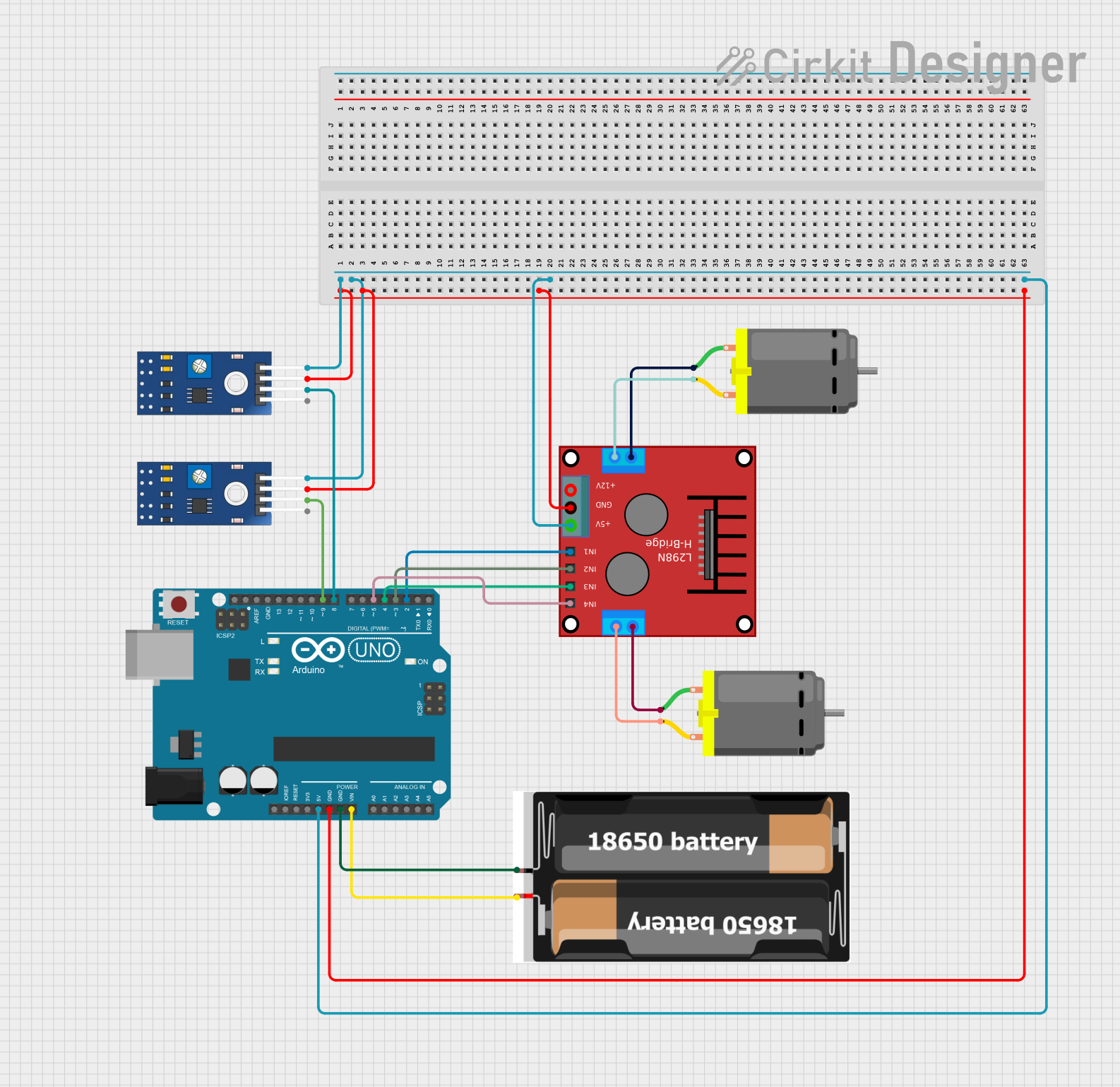 Image of seguidor de linea: A project utilizing SparkFun Block for Intel Edison - Dual H-Bridge in a practical application