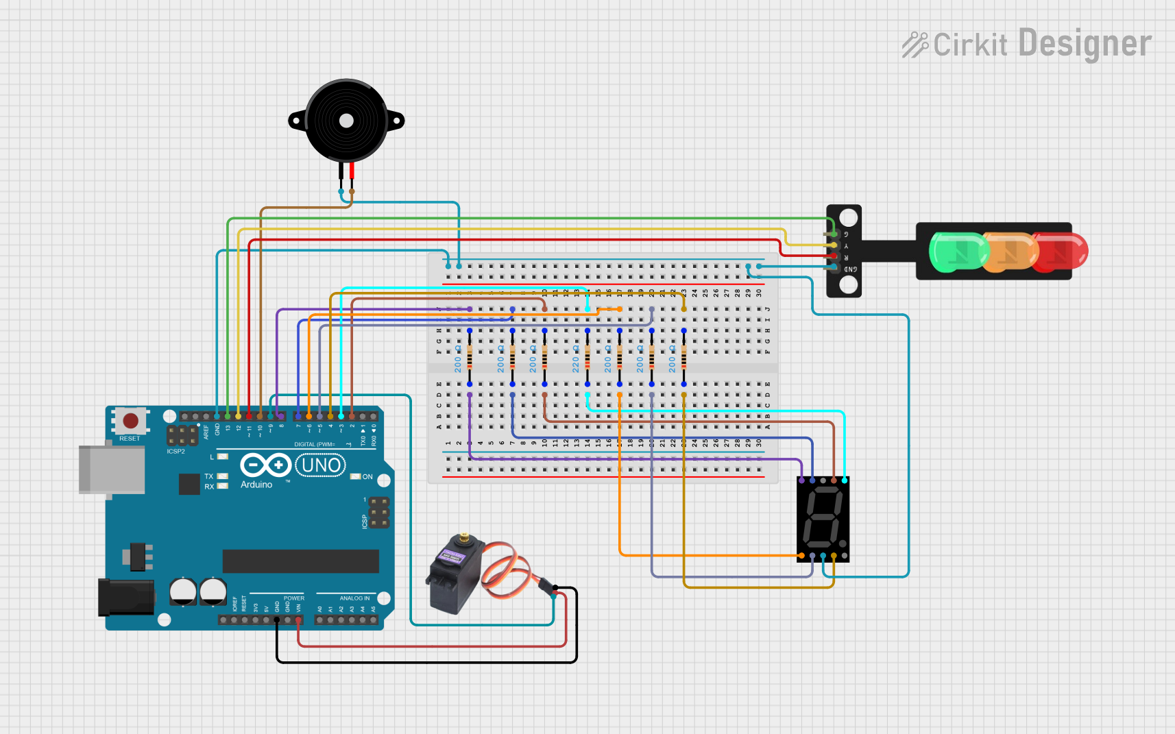 Image of Arduino UNO-Based Color Sorting Machine with Traffic Light and Seven Segment Display