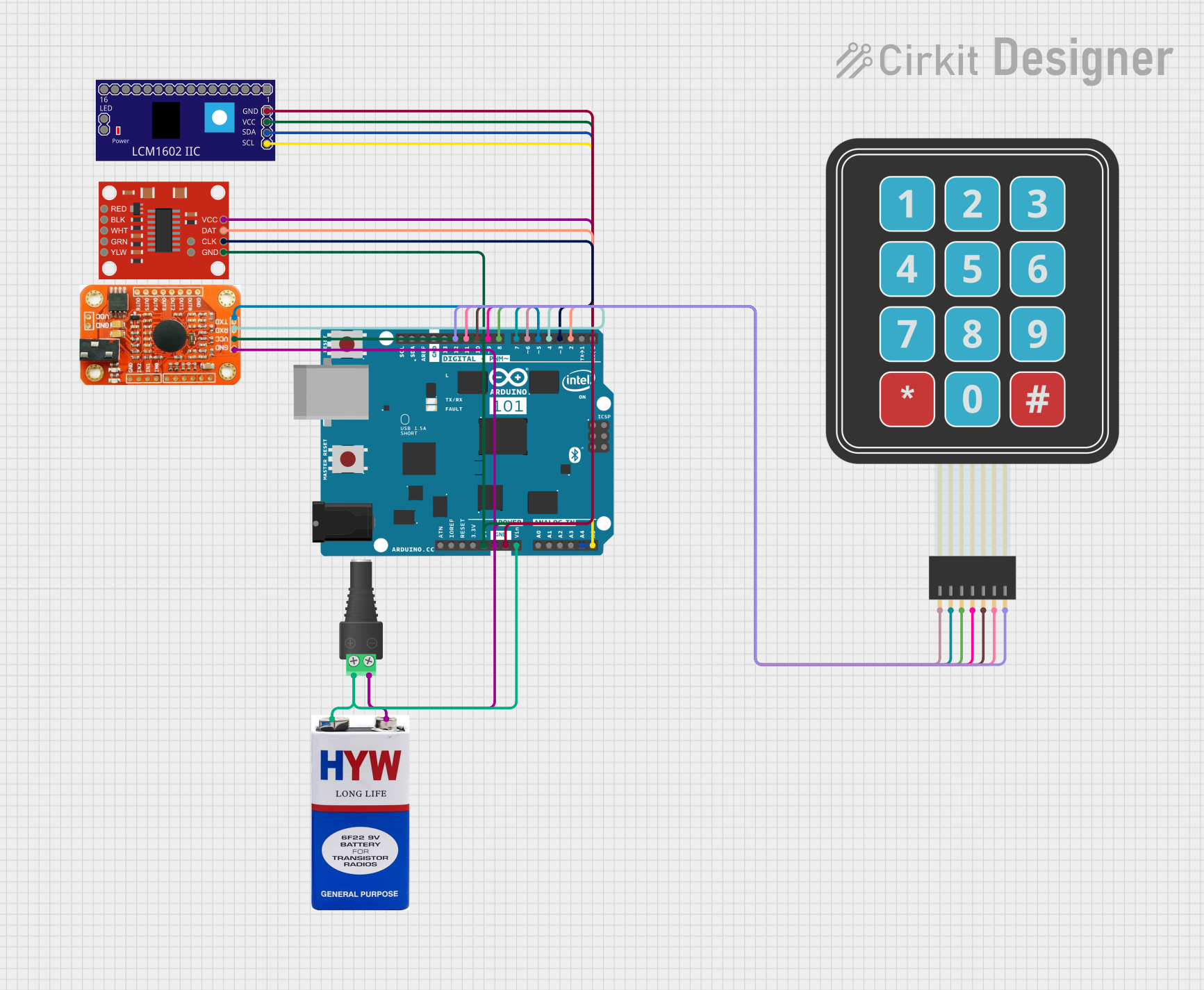 Image of Nutri-Scale Circuit diagram: A project utilizing Adafruit 20mm Coin Cell Breakout Board  in a practical application