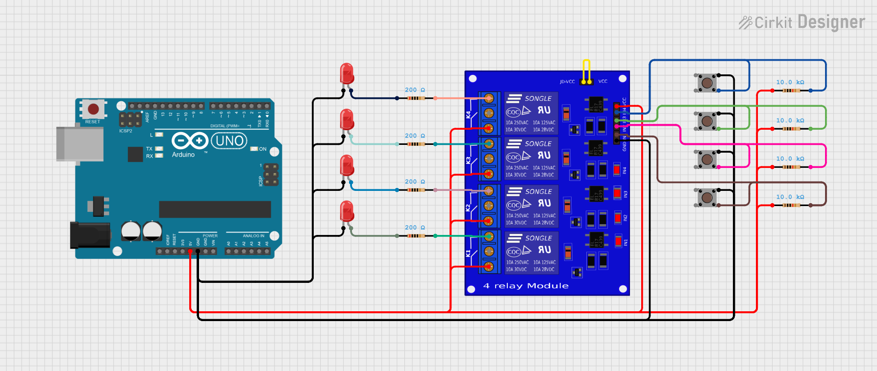 Image of Arduino-Controlled Relay Switch with Pushbutton Activation