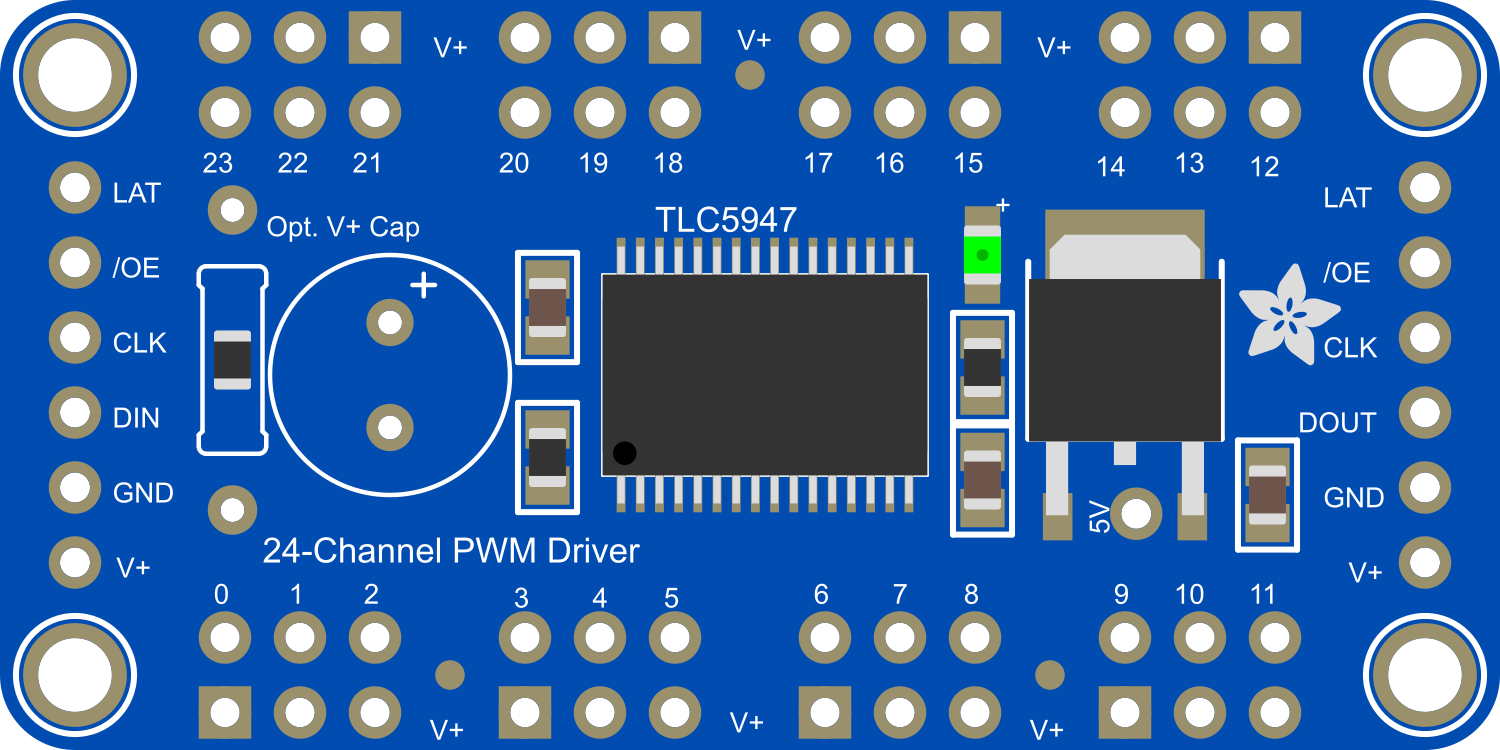 Image of Adafruit 24-Channel 12-bit PWM LED Driver - SPI