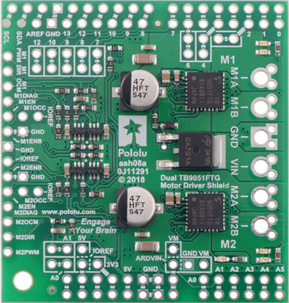Image of Dual TB9051FTG Motor Driver Shield for Arduino