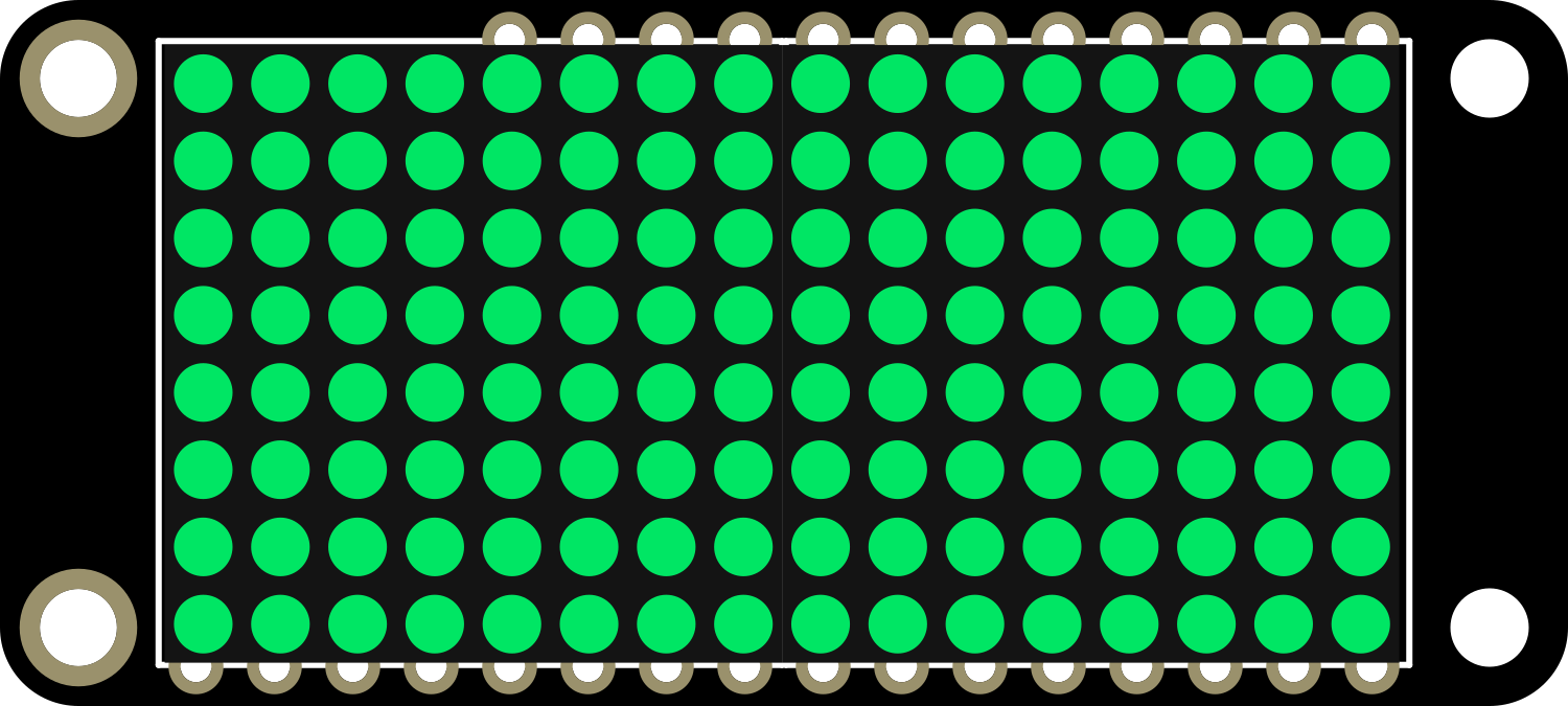 Image of Adafruit 8x16 LED Matrix FeatherWing - Pure Green