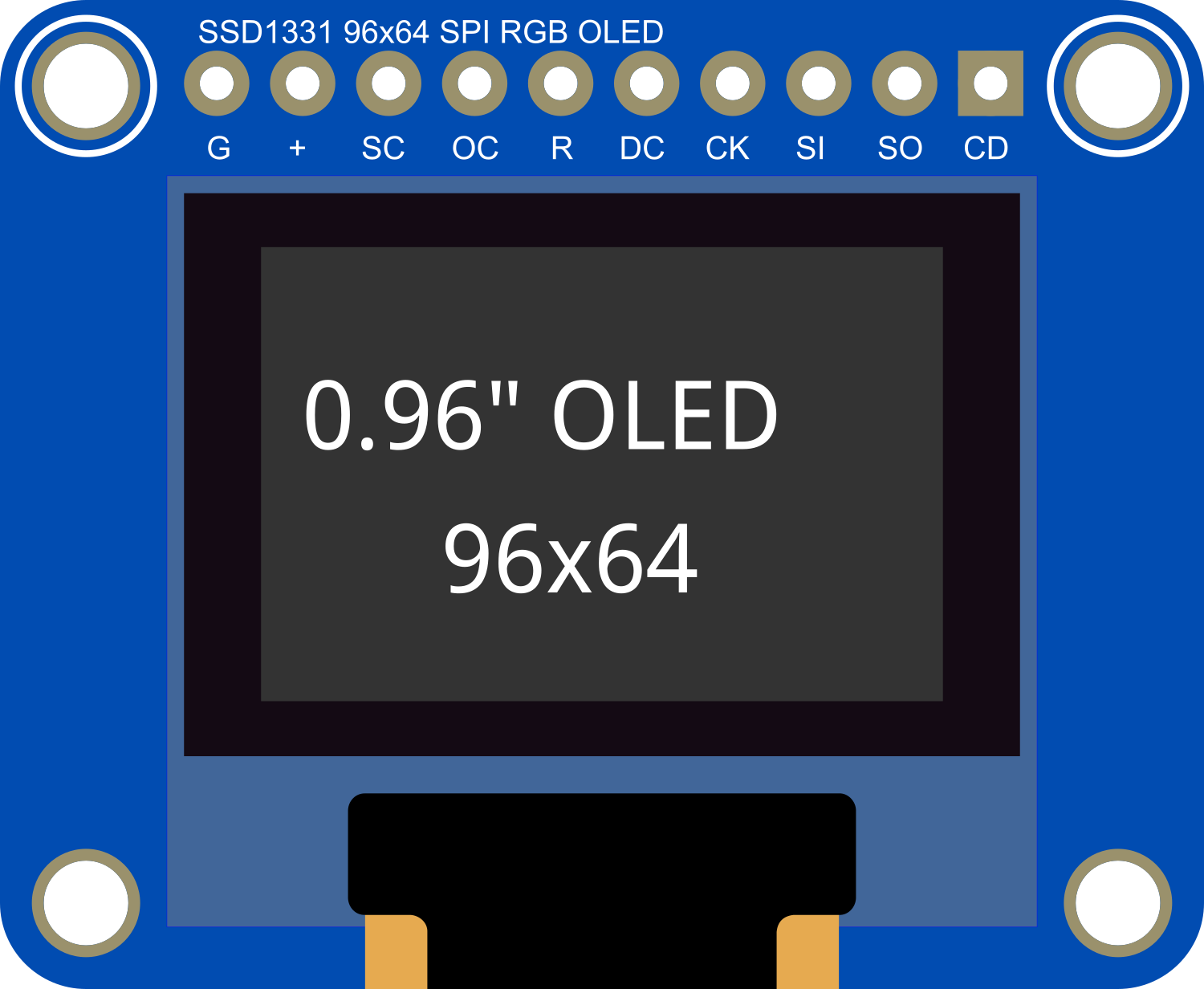 Image of Adafruit OLED Color 0.96 inch 96x64 w microSD