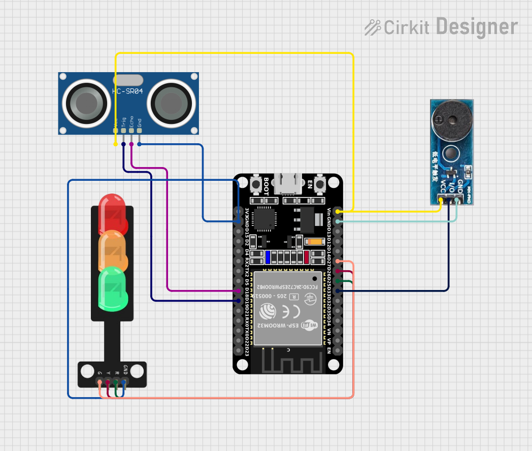 Image of ESP32-Based Smart Garbage Monitoring System with Ultrasonic Sensing and Traffic Light Indicators