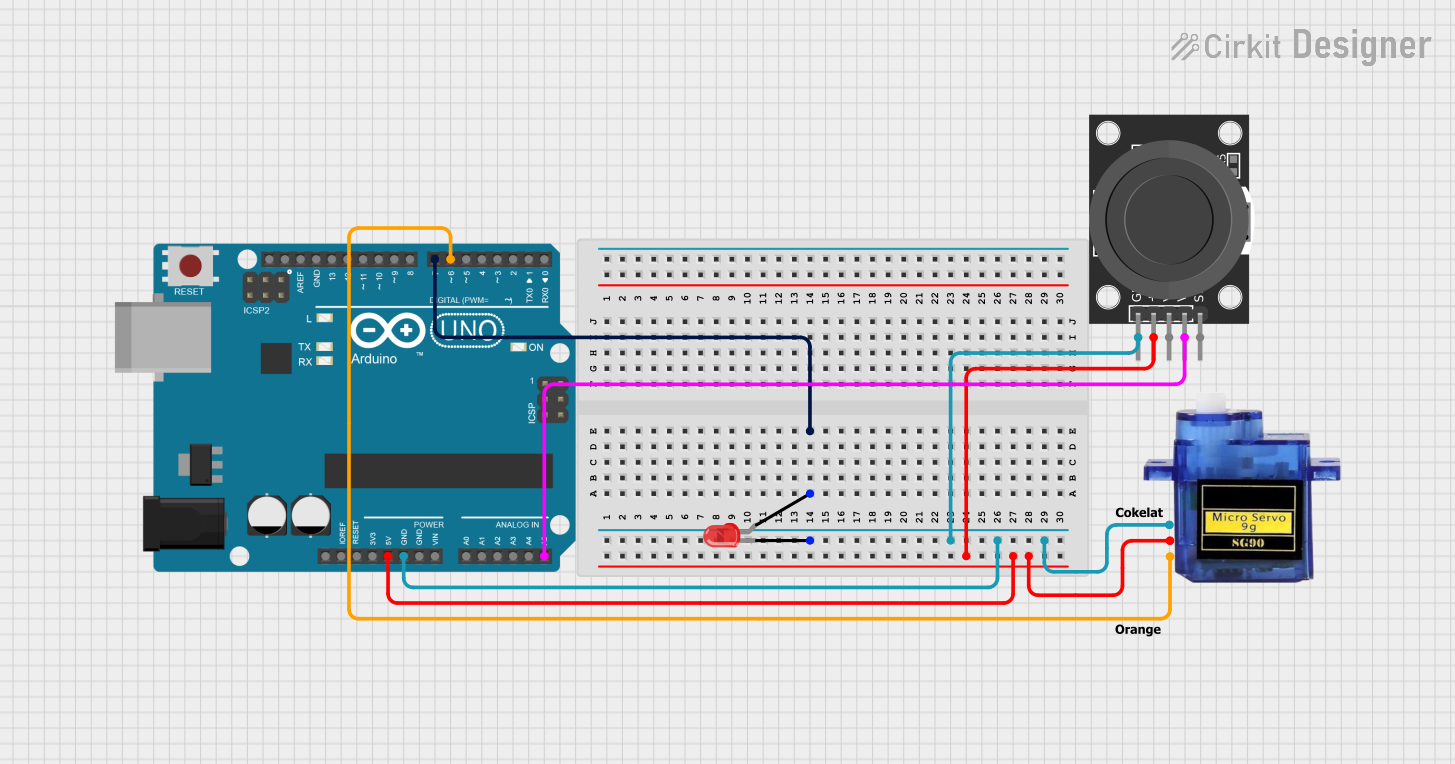 Image of Joystick + LED + Servo 9G: A project utilizing ky_027 in a practical application