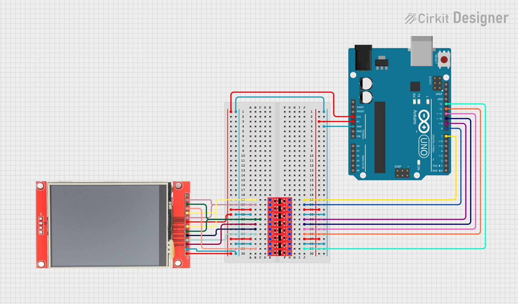 Image of CE Test ili9341: A project utilizing Adafruit 40-pin TFT Friend in a practical application