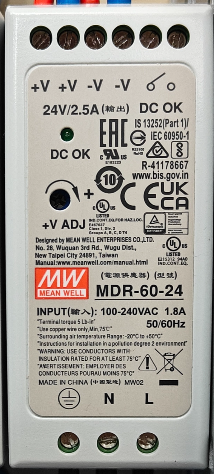 Image of DIN Rail 24v 2.4a Power Supply