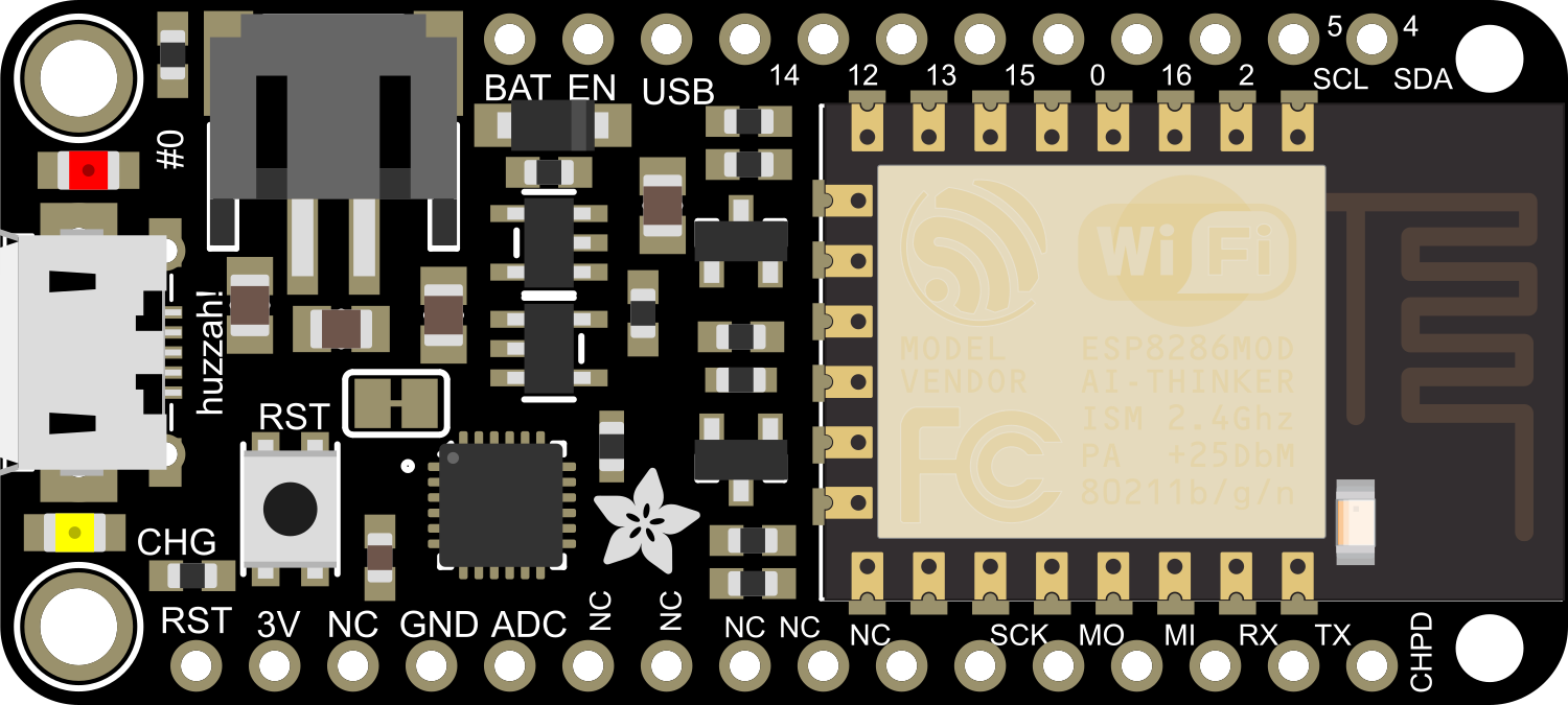 Image of Adafruit Feather HUZZAH ESP8266