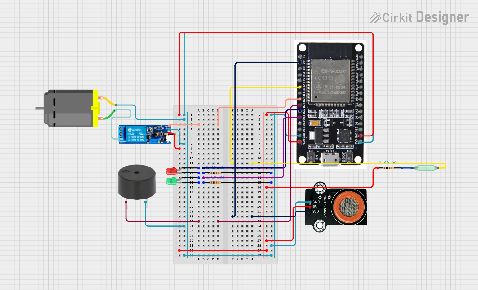 Image of esp32 based alcohol sense engine lock: A project utilizing MKE-S07 MQ-3 Alcohol Sensor in a practical application