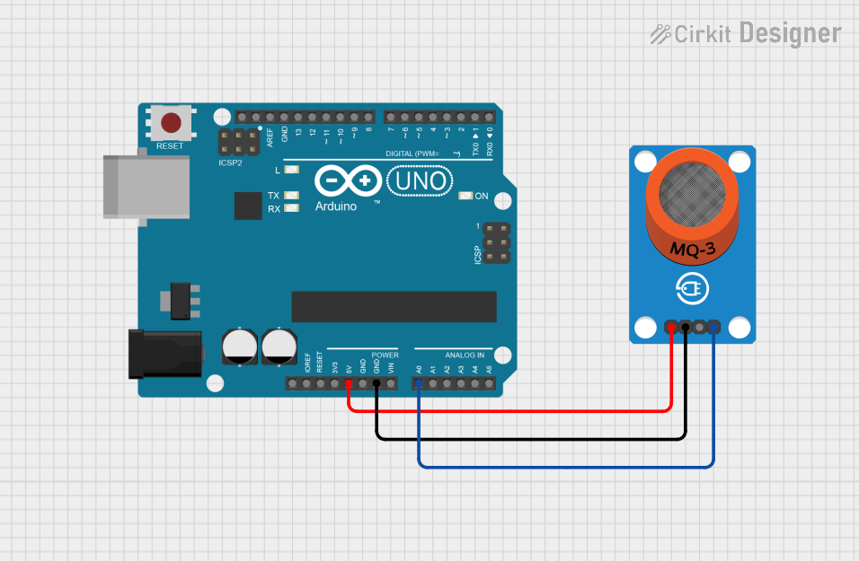 Image of Interfacing MQ-3 Alcohol Sensor With Arduino UNO: A project utilizing MKE-S07 MQ-3 Alcohol Sensor in a practical application